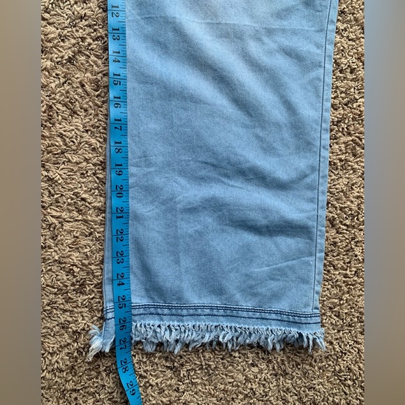 Wide Leg Pants Cotton High Rise Elastic Waist Blue Jeans Color Like EUC SZ US 8 - Picture 10 of 10